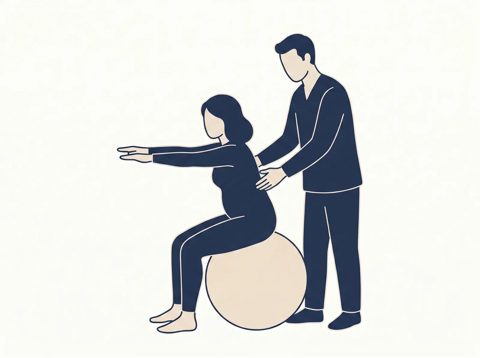 Core stabilization — editorial illustration of exercise-ball engagement