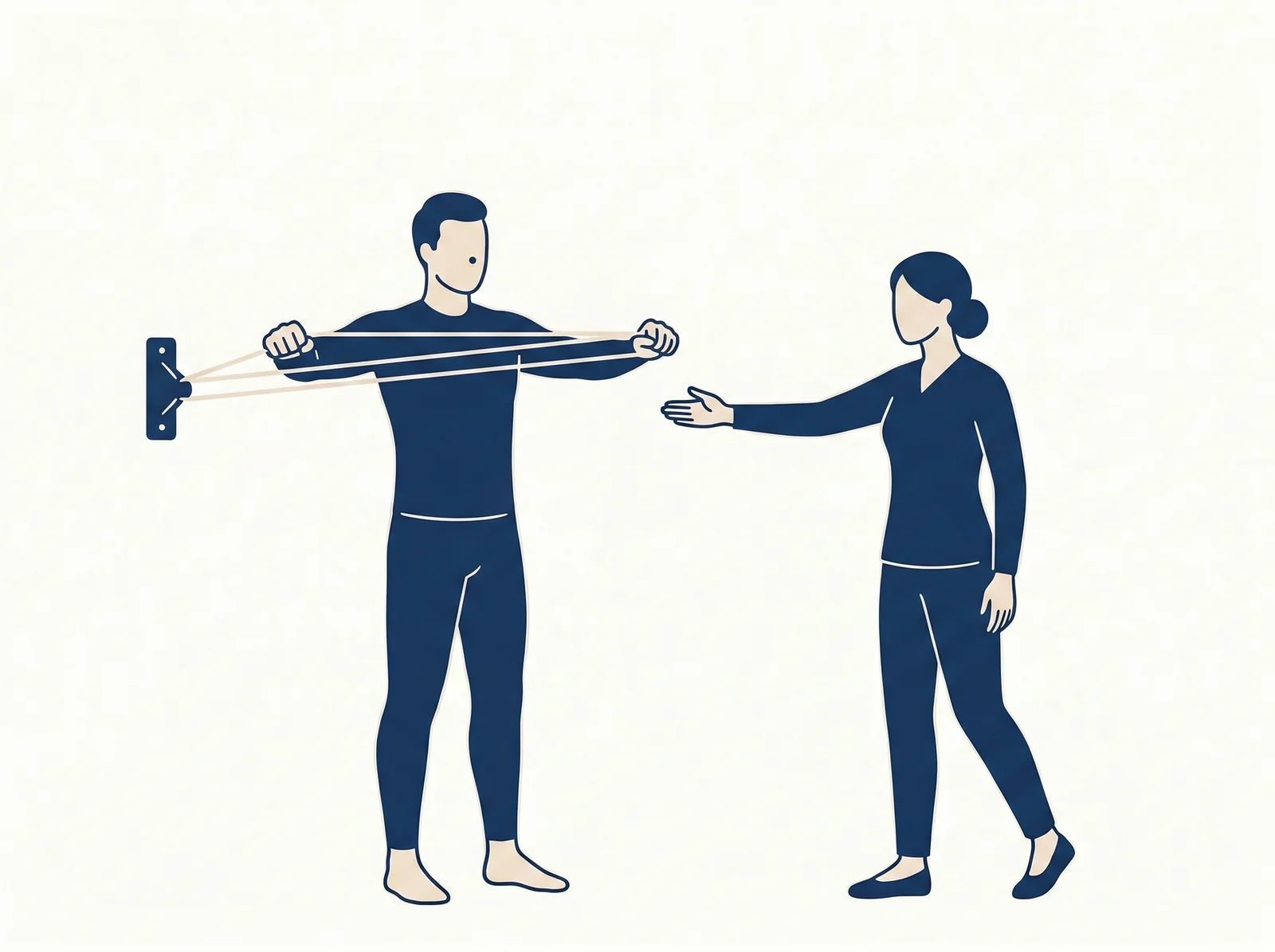 Resistance band exercise — editorial illustration of strength training with band
