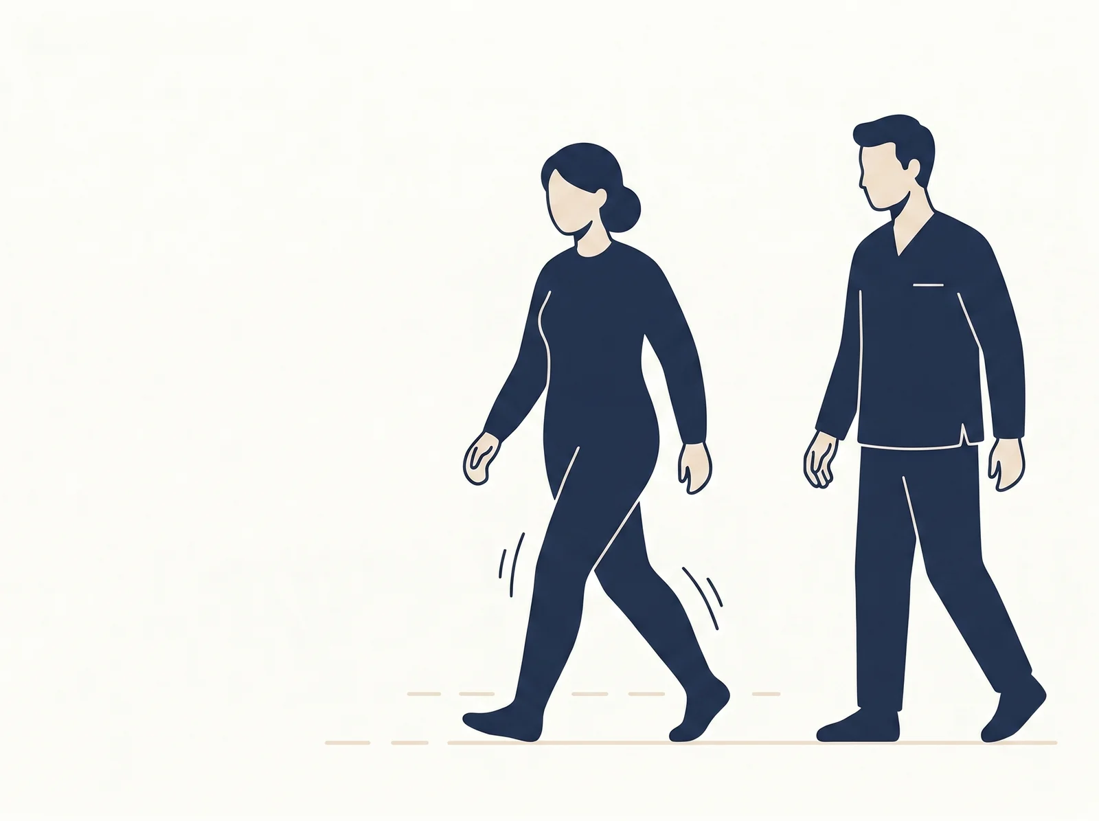 Gait training — editorial illustration of overground walking observation