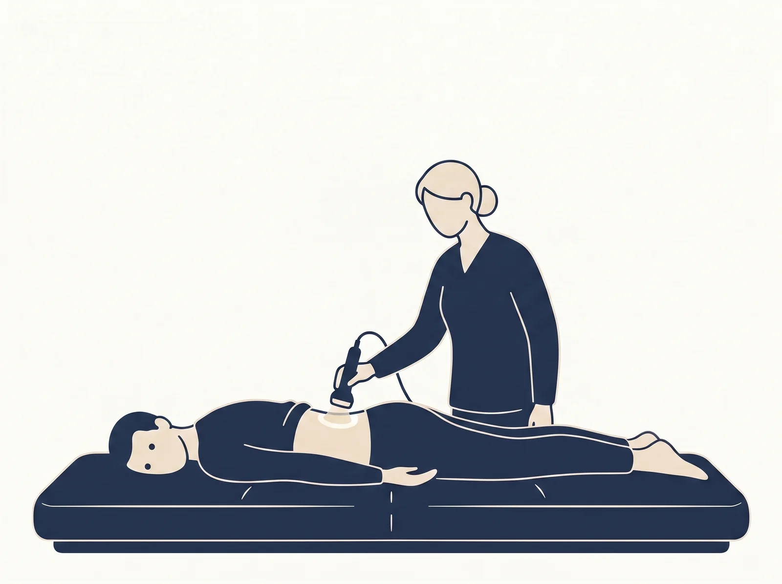 Cold laser therapy — editorial illustration of lumbar laser application