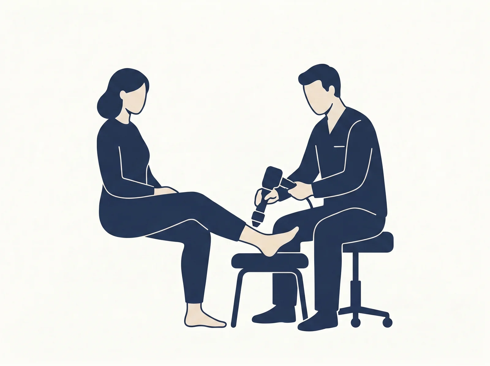 Shockwave therapy — editorial illustration of acoustic-wave heel treatment